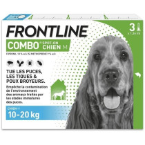 FRONTLINE 3 Pipettes antiparasitaires COMBO Chien - 10 a 20 kg - Puces