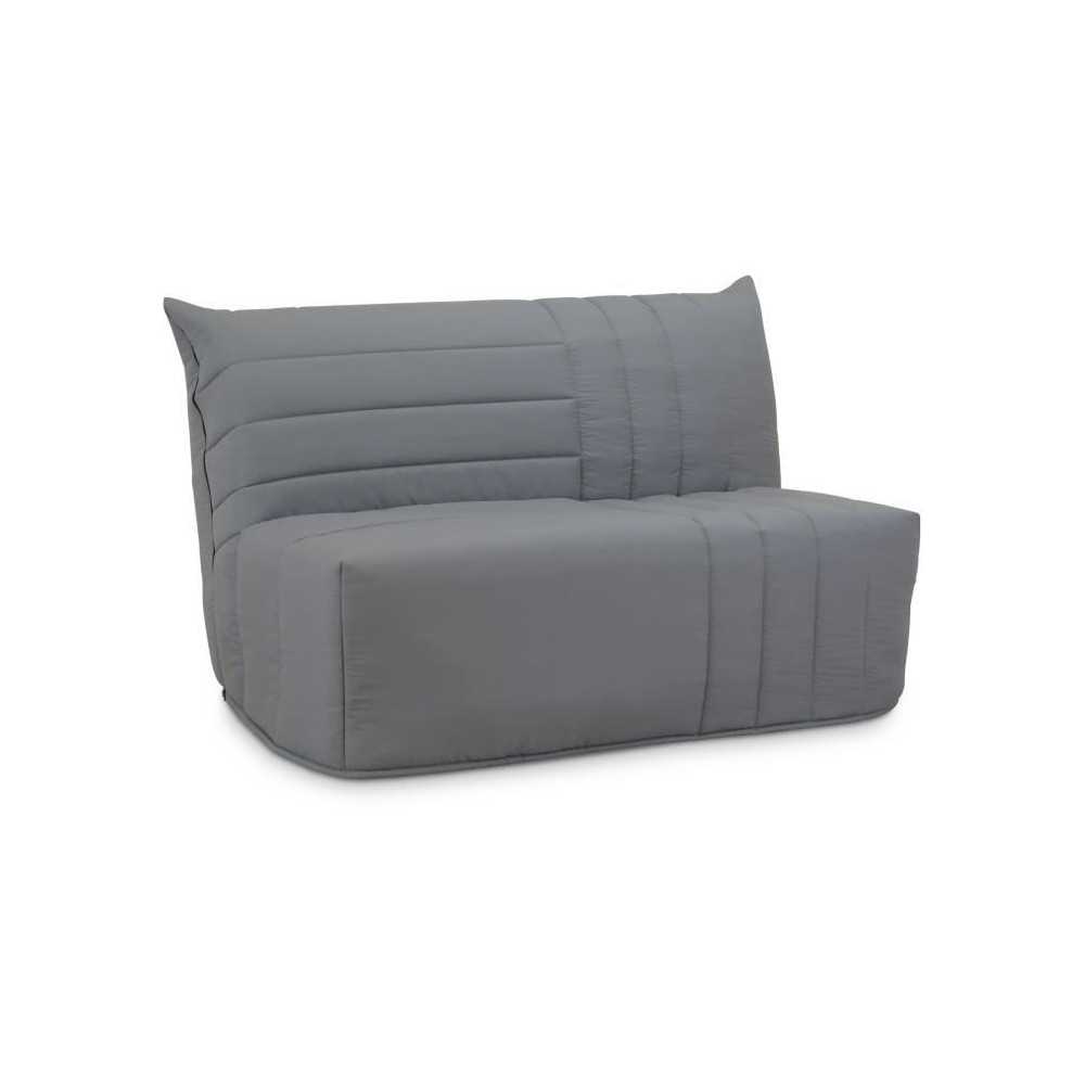 Banquette BZ 2 places BECCI - Tissu gris - Matelas Bultex - L142 x P10