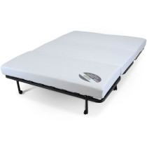 Banquette BZ 2 places BECCI - Tissu gris - Matelas Bultex - L142 x P10