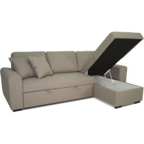 Canapé d'angle convertible réversible 4 places - Tissu beige - L 244