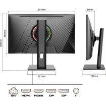 Écran Gaming - JAPANNEXT - 27 WQHD - 165Hz - DP 1.4 - HDMI 2.0 - Pied