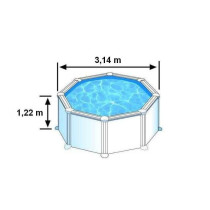 GRE - Kit Piscine hors sol acier ronde blanche Ø300 x 122 cm (Livrée