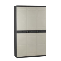 Armoire haute PLASTIKEN Titanium - 3 portes - 105 x 44 x 176 cm - Noir