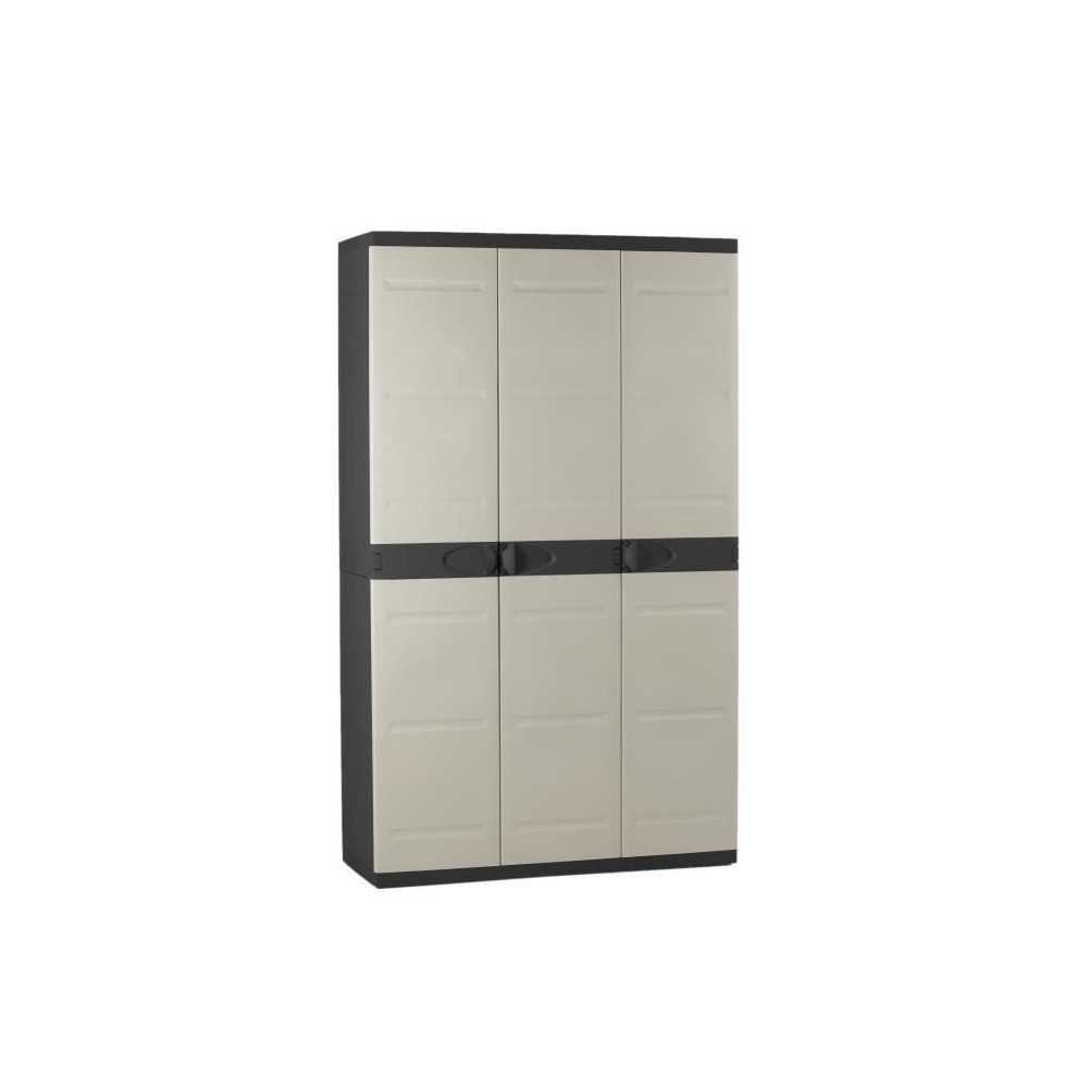 Armoire haute PLASTIKEN Titanium - 3 portes - 105 x 44 x 176 cm - Noir