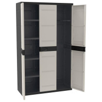 Armoire haute PLASTIKEN Titanium - 3 portes - 105 x 44 x 176 cm - Noir