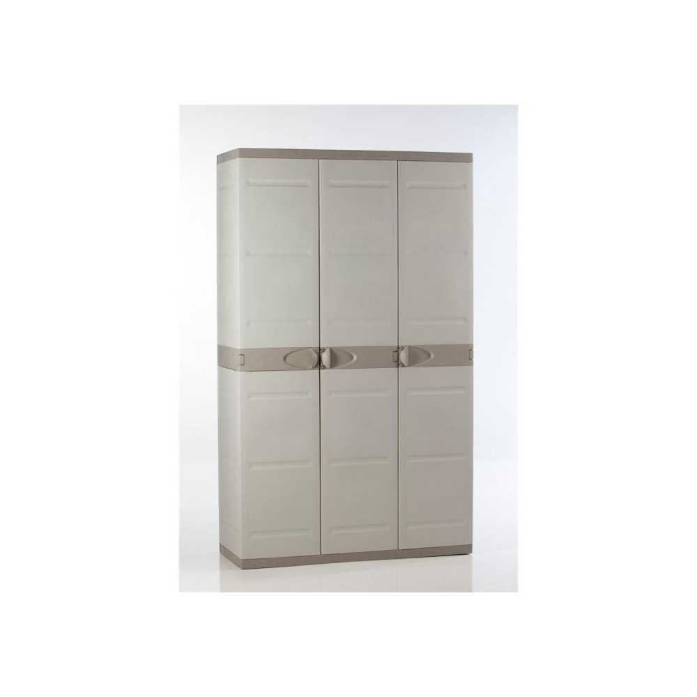 Armoire haute de rangement PLASTIKEN TITANIUM - 3 portes, étageres et