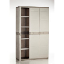 Armoire haute de rangement PLASTIKEN TITANIUM - 3 portes, étageres et