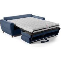 Canapé convertible express 3 places SKY - Tissu Bleu - matelas 14cm -