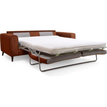 Canapé convertible - 3 places - SOAN - Tissu rouille - 202 x 98 x 88