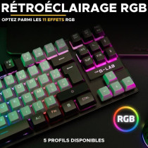 Clavier Gamer - The G-Lab - KEYZ CAESIUM - RGB - Gris & Noir - TKL