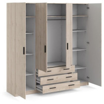 Armoire VEGA - Décor Chene Jackson - 4 portes + 3 tiroirs - L 195,5 x