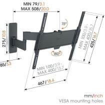 Support mural pour TV - VOGEL'S - TVM 1443 Full-Motion+ Medium, 2 bras