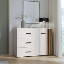 Commode - WAIKATO - 3 tiroirs - 1 porte - Blanc - 119,9 x 41,3 x 89,7