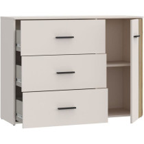 Commode - WAIKATO - 3 tiroirs - 1 porte - Blanc - 119,9 x 41,3 x 89,7