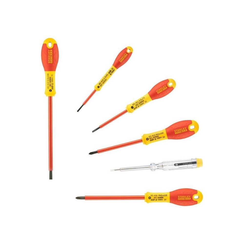 Set of 6 Insulated Screwdrivers 1000V - STANLEY FATMAX - 0-65-441 - El