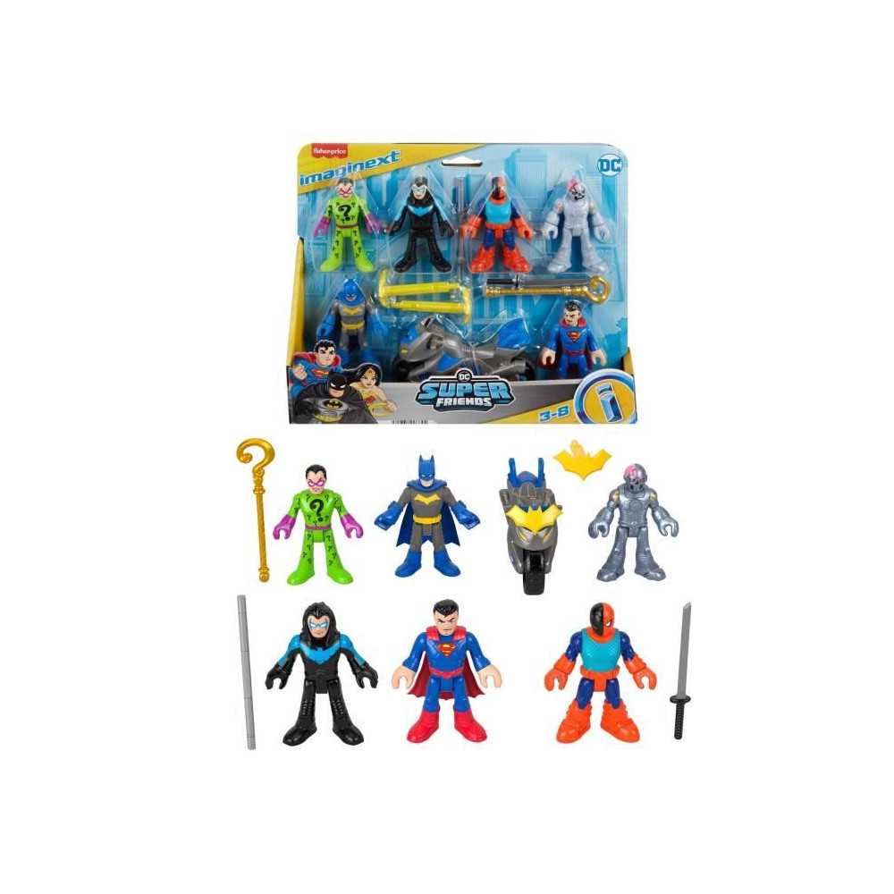 Imaginext-DC Super Friends-Deluxe Figure Set with 9 Elements - Imagine