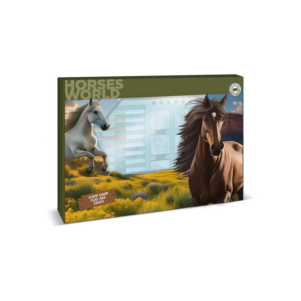 Stamp set - MULTIPRINT - 4895 - Horses - 7 wooden and latex stamps, 12