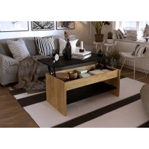 Coffee table - Chene and black decor - liftable - L 100 x D 50 x H 44