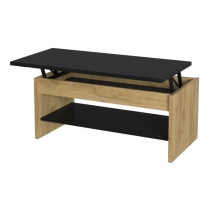 Coffee table - Chene and black decor - liftable - L 100 x D 50 x H 44