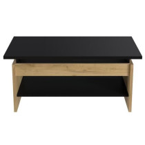 Coffee table - Chene and black decor - liftable - L 100 x D 50 x H 44