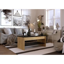 Coffee table - Chene and black decor - liftable - L 100 x D 50 x H 44