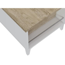 Coffee table with liftable tray - white/oak - L 100 x D 50/72 x H 42/5