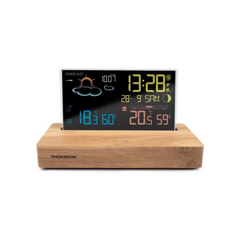 Weather station alarm clock - THOMSON - Dark wood - Temperature displa