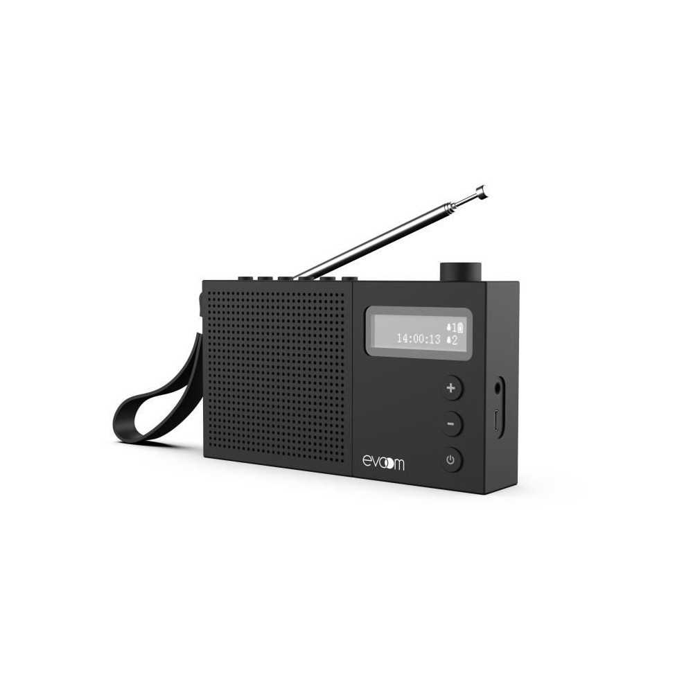 EVOOM EGY Black alarm clock radio - FM and DAB+ radio - Battery Batter