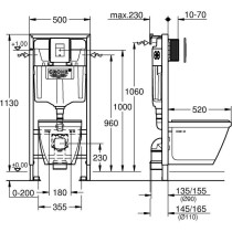 GROHE - Pack Bati WC Solido Compact 39186000 - WC 6-9 l 1,13m