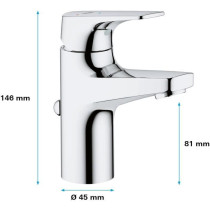 Grohe Mixer Monocomande Lavabo Size S Start Flow Chrome 23769000