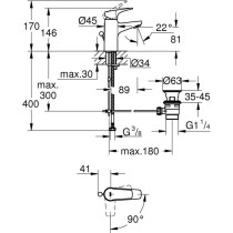 Grohe Mixer Monocomande Lavabo Size S Start Flow Chrome 23769000