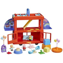 Peppa Pig, 2-in-1 Party Bus Playset with 3 Figures and 13 Accessories,