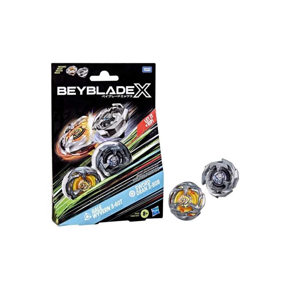 Beyblade X Dual Pack Gale Wyvern 3-60T and Sword Dran 3-80B, 2 Authent