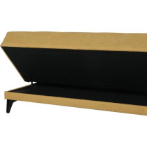 Banquette convertible 3 places - LIMRA - Tissu moutarde - 2 coussins -