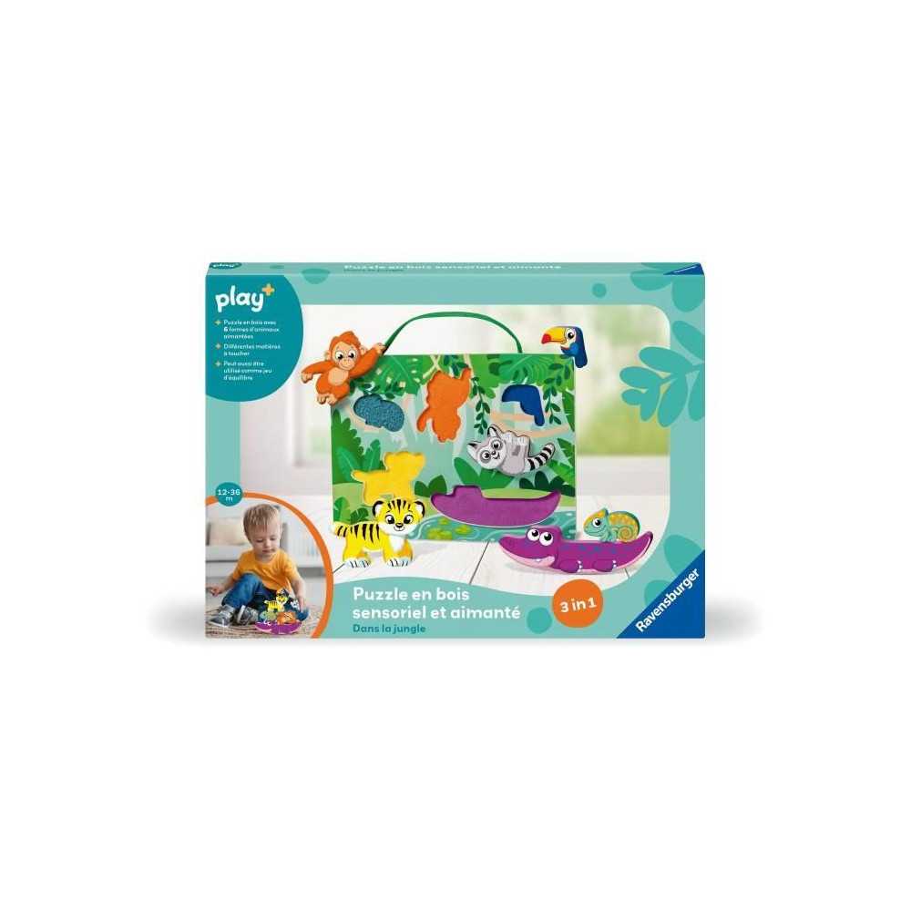 Ravensburger play+, Sensory and magnetic wooden puzzle - In the jungle