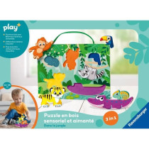 Ravensburger play+, Sensory and magnetic wooden puzzle - In the jungle