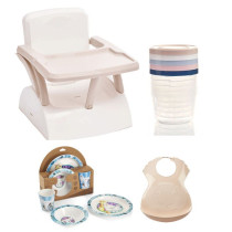 Children's chair booster + conservation boxes + microwave dish box + s