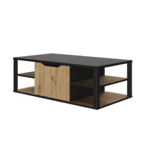 GAMI Table basse bar- Décor Noir et chene Artisan - L 110 x H 38 x P