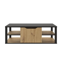 GAMI Table basse bar- Décor Noir et chene Artisan - L 110 x H 38 x P