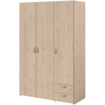 Armoire VARIA - Décor chene - 3 portes - 2 tiroirs - 120,3 x 185 x 51