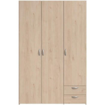 Armoire VARIA - Décor chene - 3 portes - 2 tiroirs - 120,3 x 185 x 51