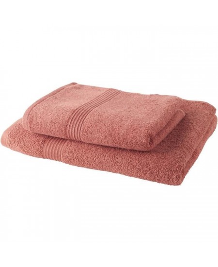 TODAY Lot de 1 Drap de Bain 100% coton 70x30 cm + 1 Serviette de Bain 50x100 cm - Terracotta