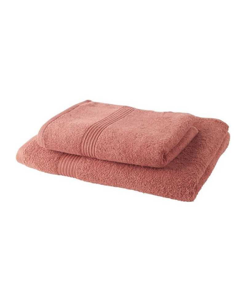 TODAY Lot de 1 Drap de Bain 100% coton 70x30 cm + 1 Serviette de Bain 50x100 cm - Terracotta