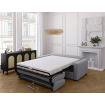 Canapé convertible express - MARIUS - Tissu Gris clair - matelas 14cm