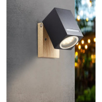 BRILLIANT - GALENI Outdoor wall light - black/natural color - metal/gl