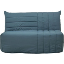 Banquette BZ 2 places BECCI - Tissu bleu de prusse - Matelas Bultex -