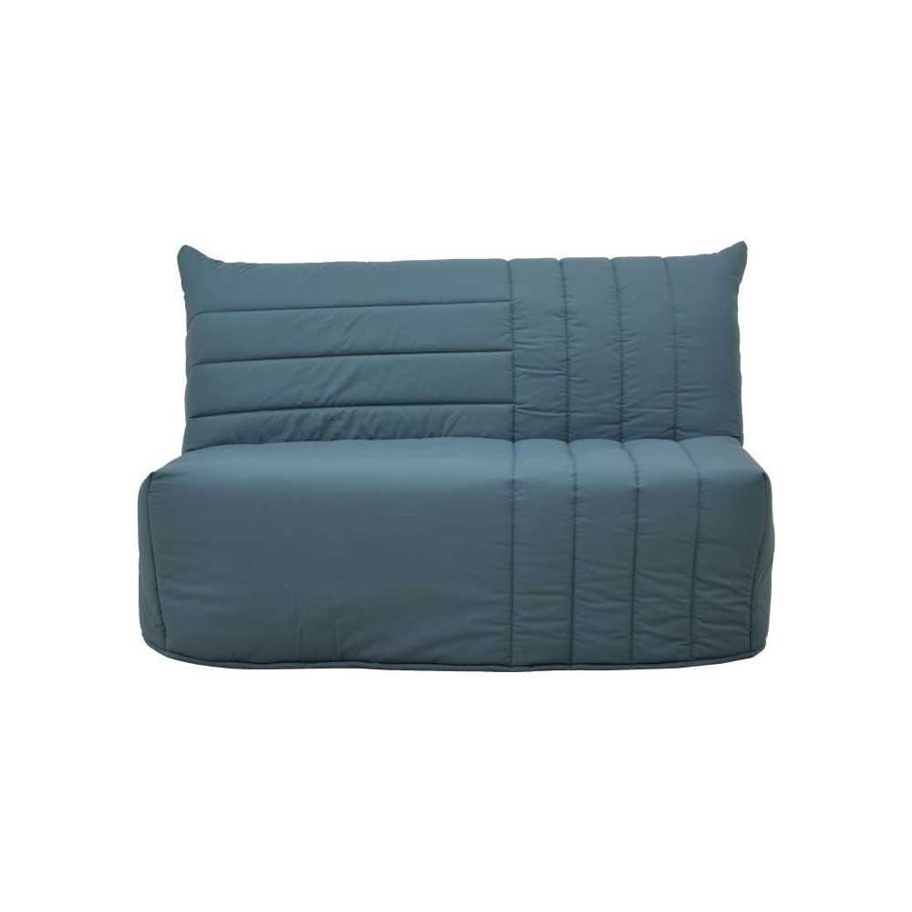 Banquette BZ 2 places BECCI - Tissu bleu de prusse - Matelas Bultex -