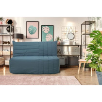 Banquette BZ 2 places BECCI - Tissu bleu de prusse - Matelas Bultex -