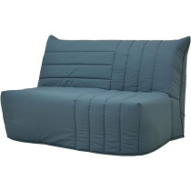 Banquette BZ 2 places BECCI - Tissu bleu de prusse - Matelas Bultex -