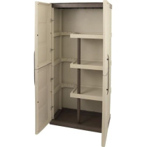 TOOD Tall Resin Storage Cabinet 3 Shelves with Brush Holder